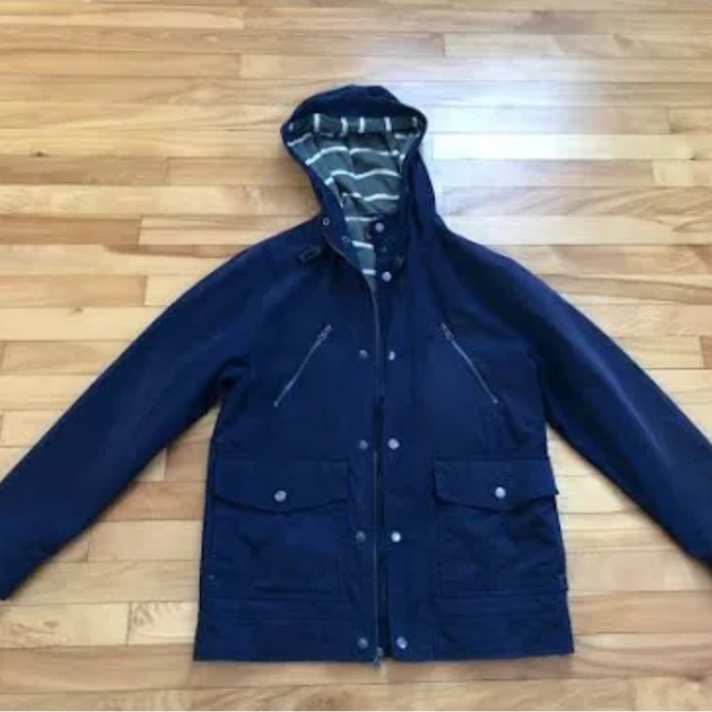 Merona Blue Pea Coat with Hood and Storm Flap